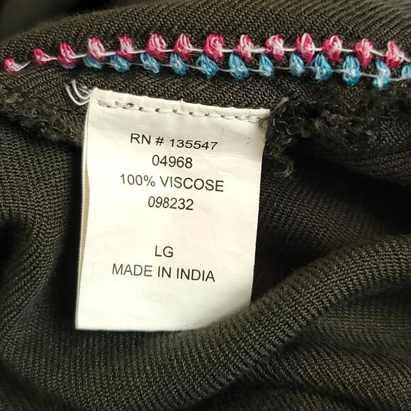 Time For Me Boho Style Embroidered Addison 100% viscose Tunic Top, Size Large - Picture 8 of 10